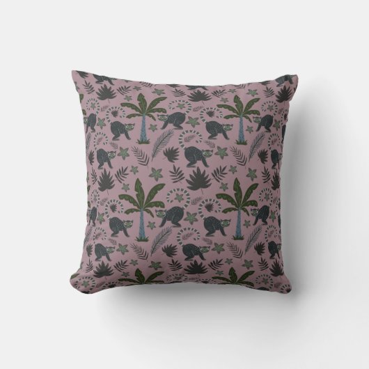 Seamless pattern Tropical animals monkey jumping クッション (正面)