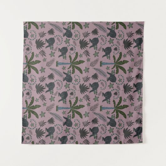 Seamless pattern Tropical animals monkey jumping タペストリー (正面(横))