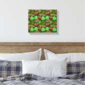 Seamless pattern tropical fruit & green background キャンバスプリント (インサイチュ (寝室))