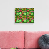 Seamless pattern tropical fruit & green background キャンバスプリント (インサイチュ (リビング))