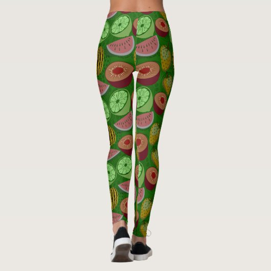 Seamless pattern tropical fruit & green background レギンス (裏面)