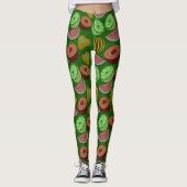 Seamless pattern tropical fruit & green background レギンス (正面)