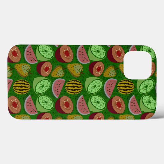 Seamless pattern tropical fruit & green background Case-Mate iPhoneケース (裏面 (横))