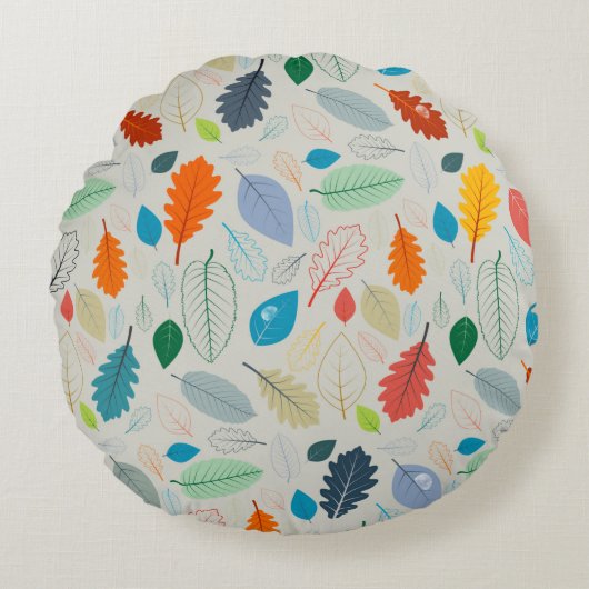 Seamless Pattern - vintage Autumn Leaves Illustrat ラウンドクッション (正面)