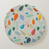 Seamless Pattern - vintage Autumn Leaves Illustrat ラウンドクッション (裏面)