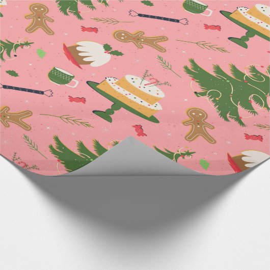 Seamless pattern with a retro Christmas tree ラッピングペーパー (角)