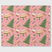 Seamless pattern with a retro Christmas tree ラッピングペーパー (フラット)
