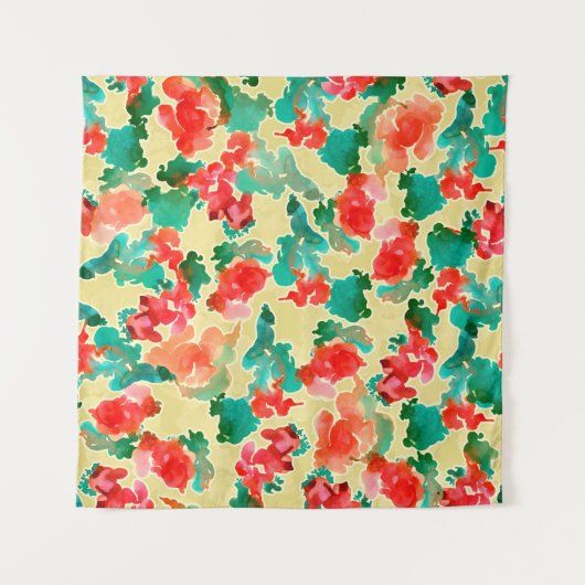 Seamless pattern with Abstract flowers drawn by a  タペストリー (正面)