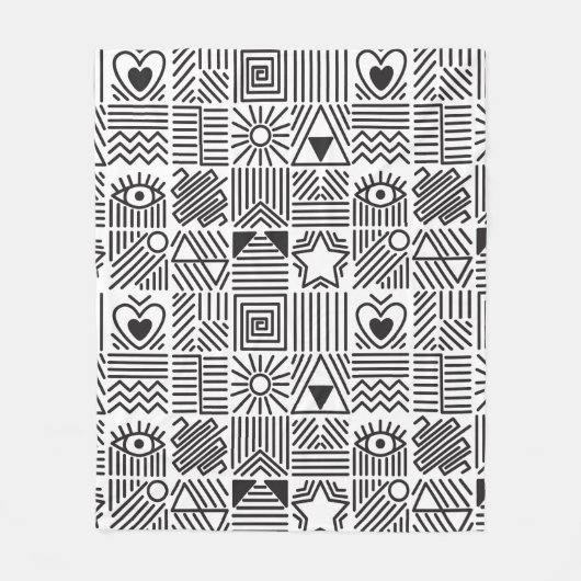 Seamless pattern with abstract line art mosaic in フリースブランケット (正面)