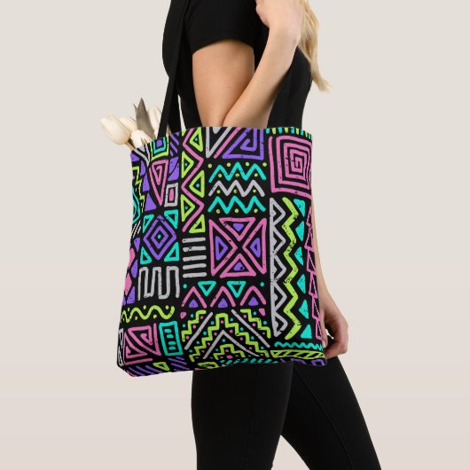 seamless pattern with abstract lines. geometric a トートバッグ (クローズアップ)
