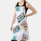 Seamless pattern with audio tapes in retro 80s sty エプロン (インサイチュ)