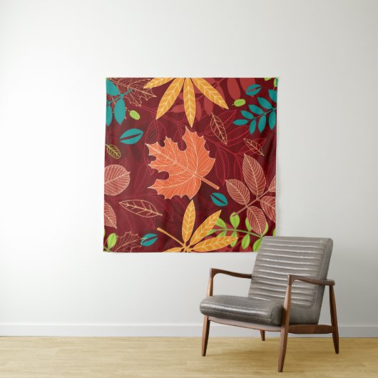 Seamless pattern with autumn leaves  タペストリー (インサイチュ(横))