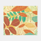 Seamless pattern with autumn leaves  フリースブランケット (正面(横))