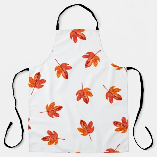 Seamless pattern with autumn leaves. Watercolor ha エプロン (正面)