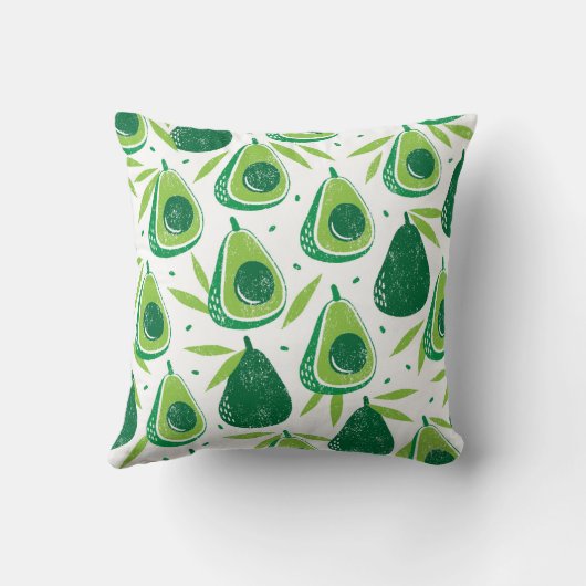 Seamless pattern with avocados. Stamp textured. vi クッション (裏面)