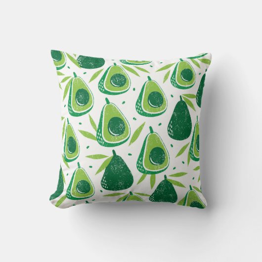 Seamless pattern with avocados. Stamp textured. vi クッション (正面)