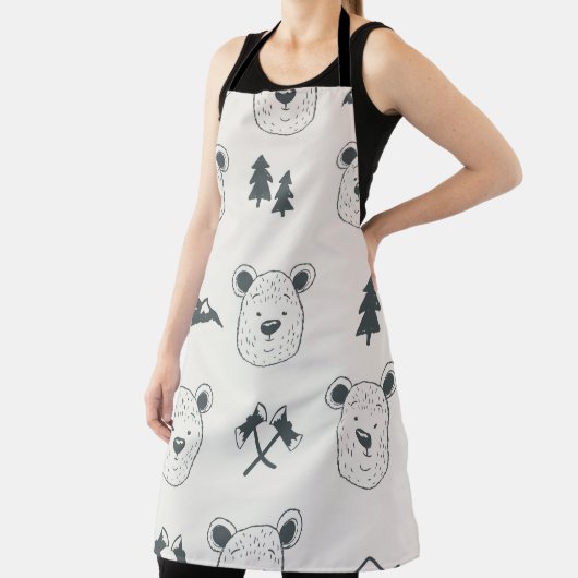 Seamless pattern with bear headspattern, bear, mou エプロン (インサイチュ)