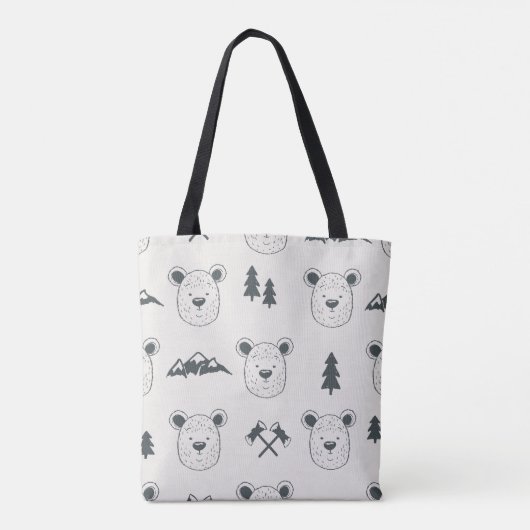 Seamless pattern with bear headspattern, bear, mou トートバッグ (裏面)