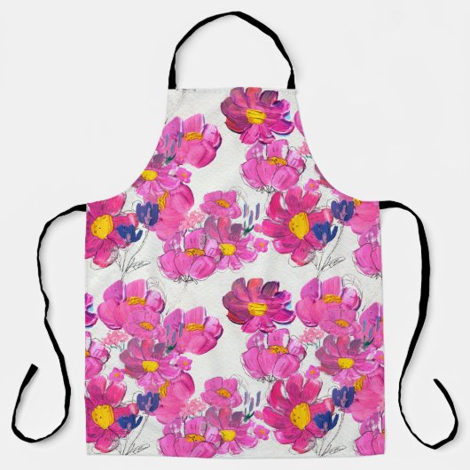 Seamless pattern with Beautiful flowers. Watercolo エプロン (正面)