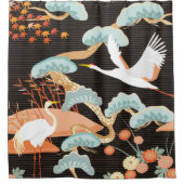 Seamless pattern with birds. Crane. Heron. Japanes シャワーカーテン (正面)
