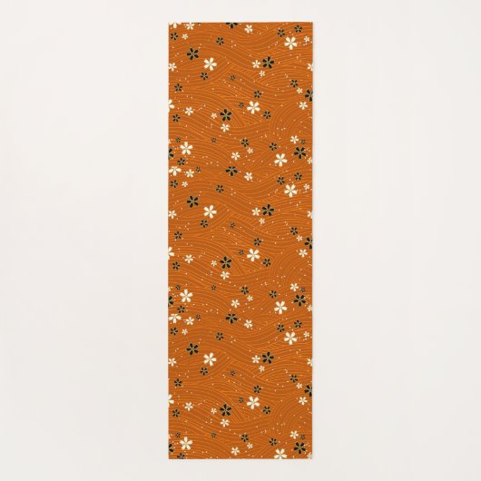 Seamless pattern with black and white flowers ヨガマット (裏面)