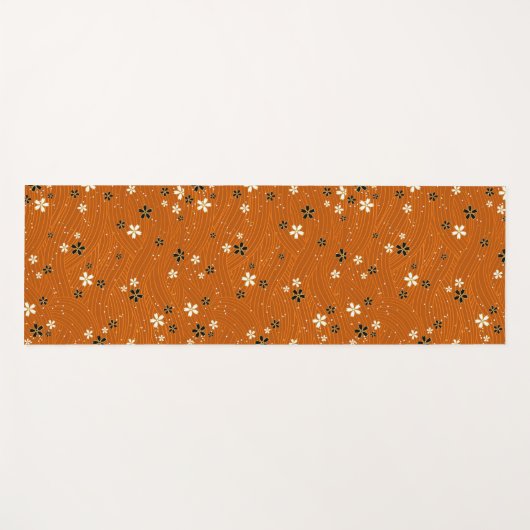 Seamless pattern with black and white flowers ヨガマット (正面(横))