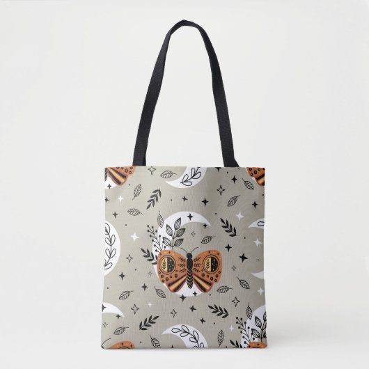 seamless pattern with bohemian butterfly on the mo トートバッグ (正面)
