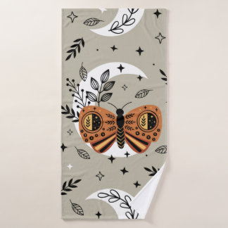 seamless pattern with bohemian butterfly on the mo バスタオル