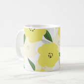 Seamless pattern with bright yellow flowers backgr コーヒーマグカップ (正面左)