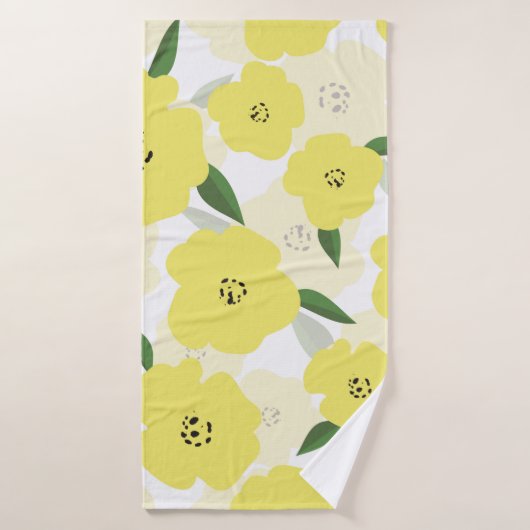 Seamless pattern with bright yellow flowers backgr バスタオル (バスタオル)