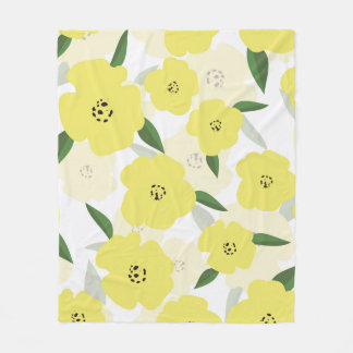 Seamless pattern with bright yellow flowers backgr フリースブランケット