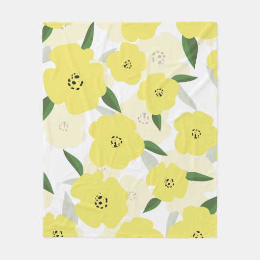 Seamless pattern with bright yellow flowers backgr フリースブランケット (正面)