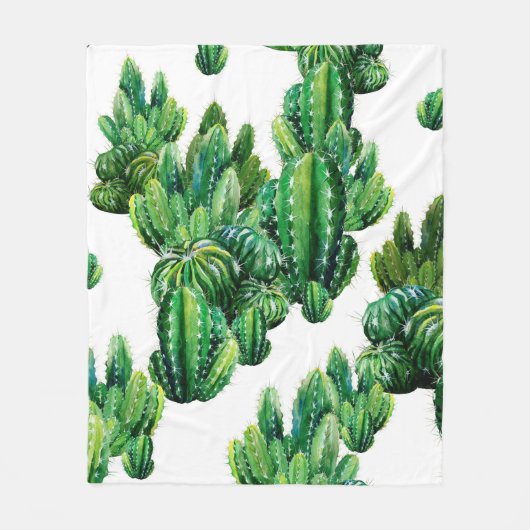 Seamless pattern with cacti watercolor. Cactus ill フリースブランケット (正面)