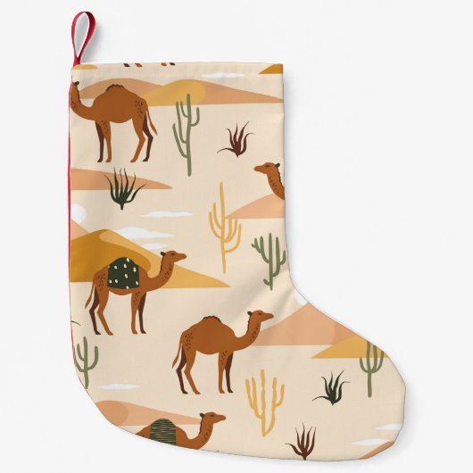 Seamless pattern with camels, dunes and cacti. Cut スモールクリスマスストッキング (正面)