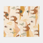 Seamless pattern with camels, dunes and cacti. Cut フリースブランケット (正面(横))