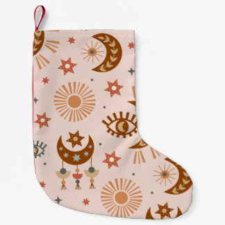 seamless pattern with celestial eye, moon, sun スモールクリスマスストッキング