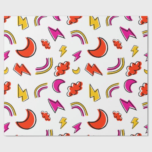 Seamless pattern with cloud lightning bolt rainbow ラッピングペーパー (フラット)