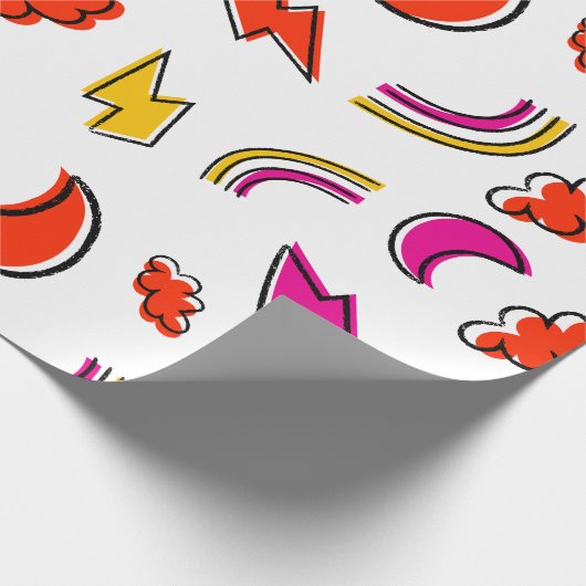 Seamless pattern with cloud lightning bolt rainbow ラッピングペーパー (角)