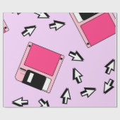 Seamless pattern with colorful floppy disk in vapo ラッピングペーパー (フラット)