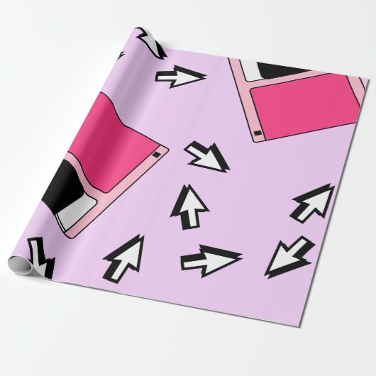 Seamless pattern with colorful floppy disk in vapo ラッピングペーパー (アンロールド)