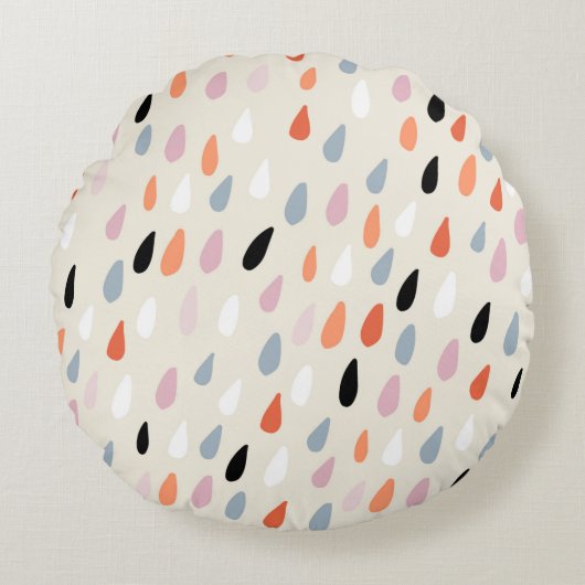 Seamless pattern with colorful hand drawdrops stai ラウンドクッション (正面)