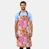 Seamless pattern with colorful mandalas. Bright te エプロン (着用した状態)