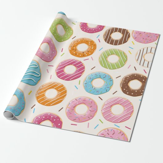 Seamless pattern with colorful tasty glossy donuts ラッピングペーパー (アンロールド)