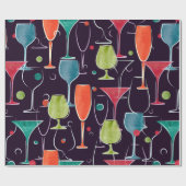 Seamless pattern with colorful watercolor cocktail ラッピングペーパー (フラット)