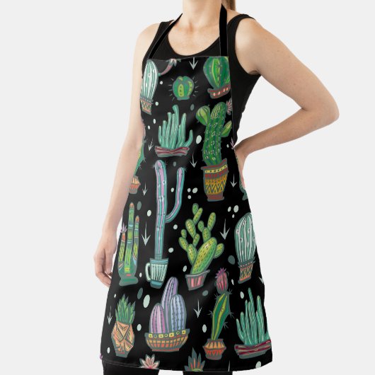 Seamless pattern with cute cactuses エプロン (インサイチュ)