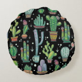 Seamless pattern with cute cactuses ラウンドクッション (裏面)