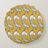 Seamless pattern with cute cartoon zebras yellow b ラウンドクッション (裏面)