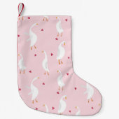 Seamless pattern with cute duck with heart on pink スモールクリスマスストッキング (正面)