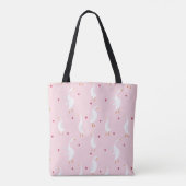Seamless pattern with cute duck with heart on pink トートバッグ (裏面)