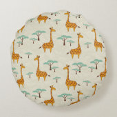 Seamless pattern with cute giraffes and trees, Vin ラウンドクッション (裏面)